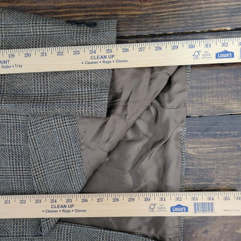 Brandini Le Collezioni Mens Sport Coat Two Button Brown Plaid Silk Wool Size 44L